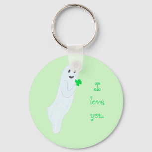 Friendly ghost, I love you, shamrock keychain