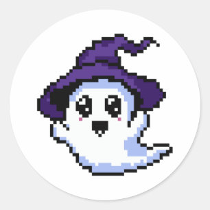 Friendly Ghost Pixel Art Classic Round Sticker