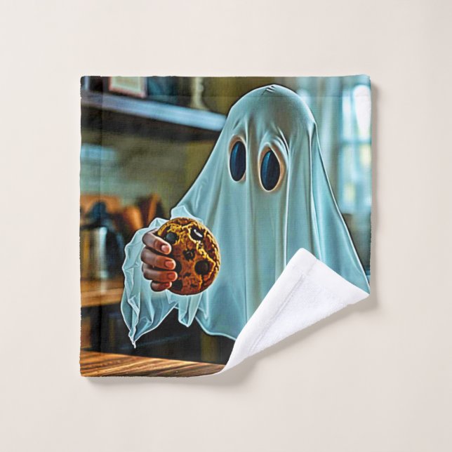 Friendly Ghost With Cookie Bath Towel Set (Wash Cloth)