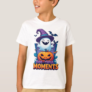 Friendly Ghost With Pumpkins For Halloween Night  T-Shirt