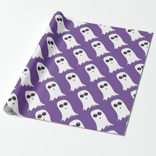 Friendly Ghost with purple background Wrapping Paper (Unrolled)