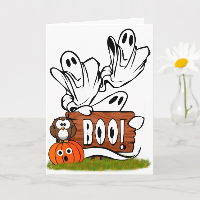 Friendly Ghosts and Pals Halloween Card (Small Plant)