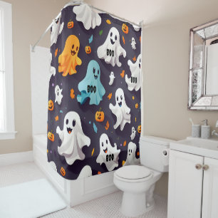 Friendly Ghosts Fall Bathroom Decor Shower Curtain