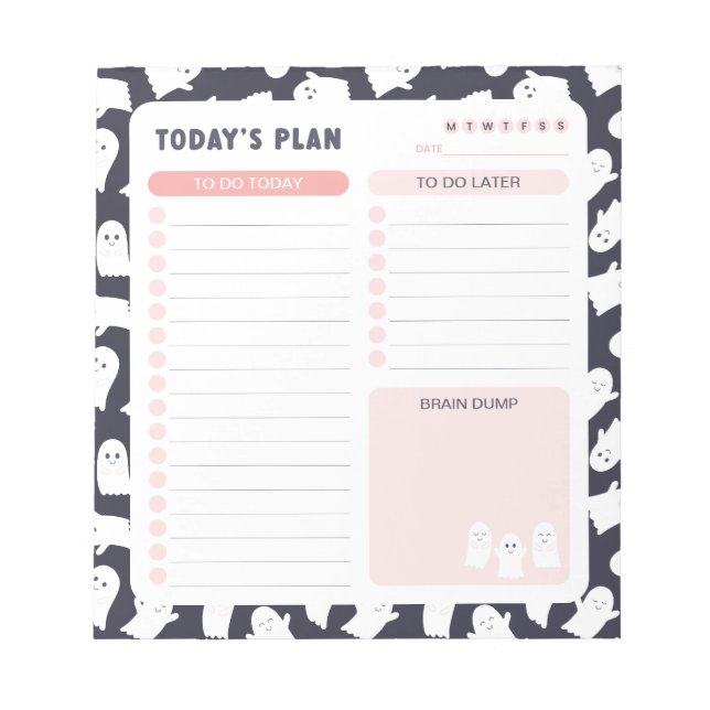 Friendly Ghosts Halloween Daily To Do List Planner Notepad (Front)