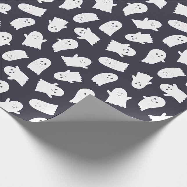 Friendly Ghosts Halloween Pattern Wrapping Paper (Corner)