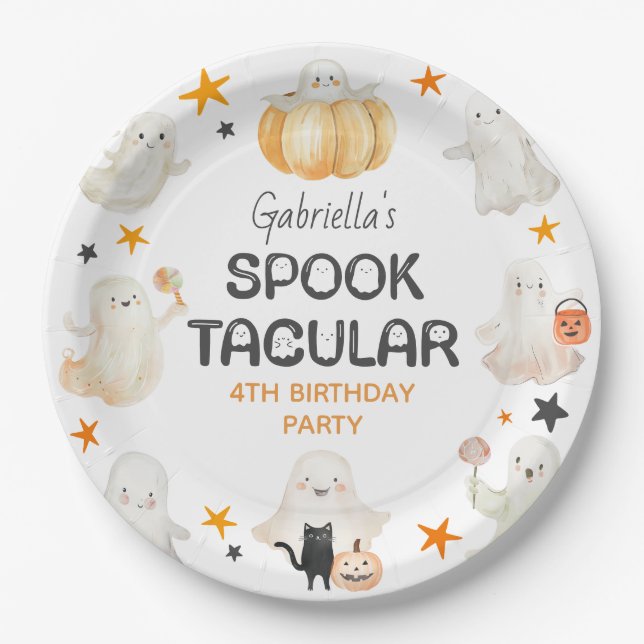 Friendly Ghosts Spooktacular Kids Birthday Party Paper Plate (Front)