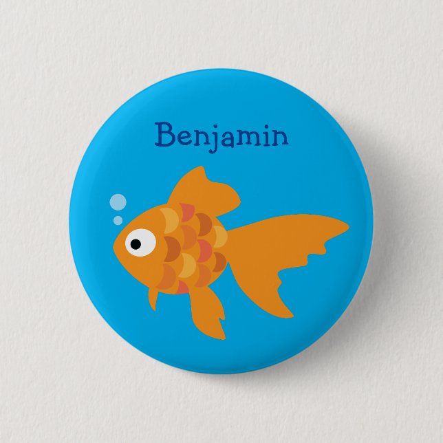 Friendly Gold Fish Illustration 6 Cm Round Badge (Front)
