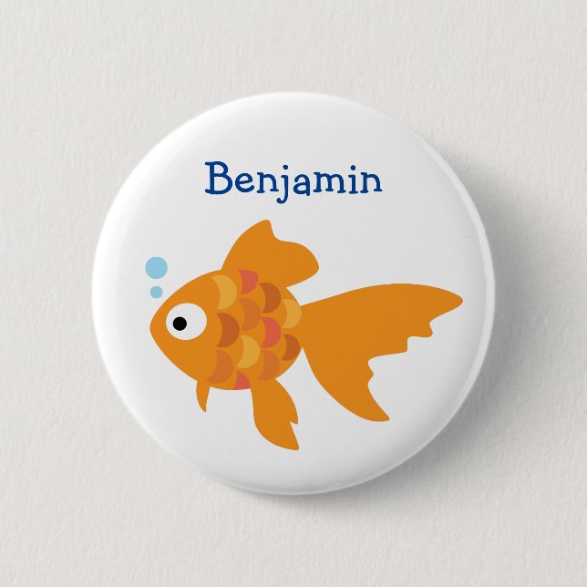 Friendly Gold Fish Illustration 6 Cm Round Badge (Front)
