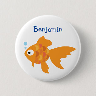 Friendly Gold Fish Illustration 6 Cm Round Badge