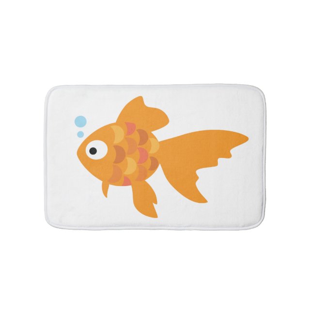 Friendly Gold Fish Illustration Bath Mat (Front)