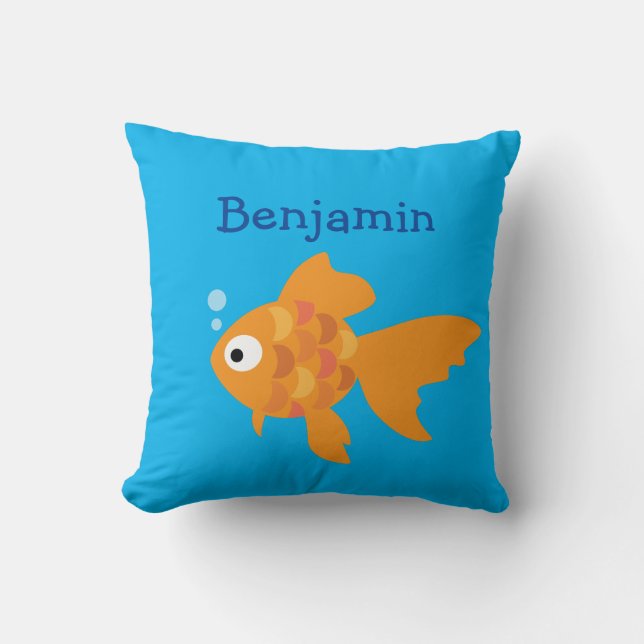 Friendly Gold Fish Illustration Cushion (Front)