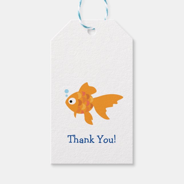 Friendly Gold Fish Illustration Gift Tags (Front)
