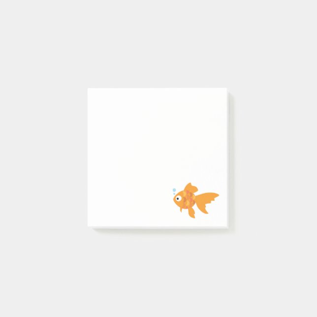 Friendly Gold Fish Illustration Post-it Notes (Front)