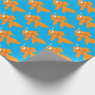 Friendly Gold Fish Illustration Wrapping Paper