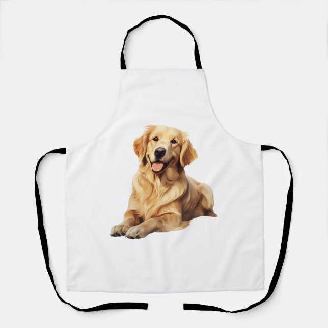 Friendly Golden Retriever Smile - Loyal Dog Portra Apron (Front)
