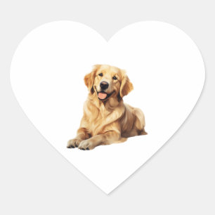 Friendly Golden Retriever Smile - Loyal Dog Portra Heart Sticker