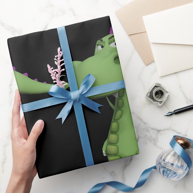Friendly Green Dinosaur Wrapping Paper (Creator Uploaded)