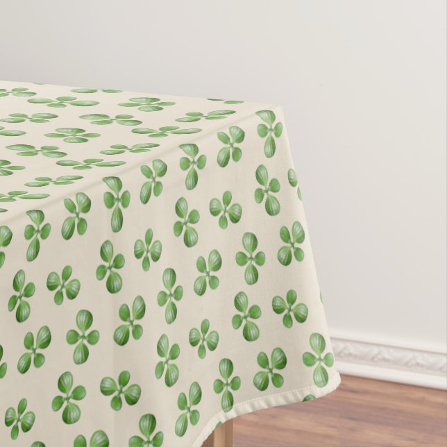 Friendly Green Succulent Leaves on Light Beige Tablecloth (In Situ)