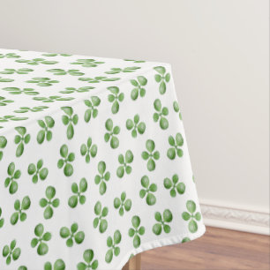 Friendly Green Succulent Leaves on White Tablecloth