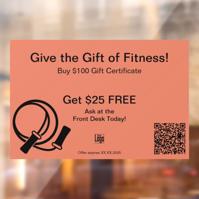 Friendly Gym All-Occasion Gift Certificate Promo Window Cling (Sheet 2)