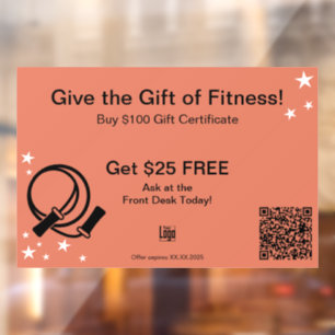 Friendly Gym Christmas Gift Certificate Promotion Window Cling