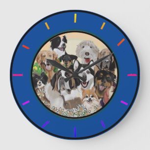 Friendly, Happy Dog Pack Wishes Acrylic Wall Clock