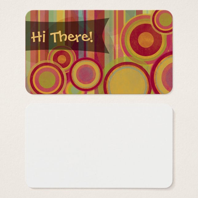 Friendly Happy Notes w/ Abstract Circles & Stripes (Front & Back)