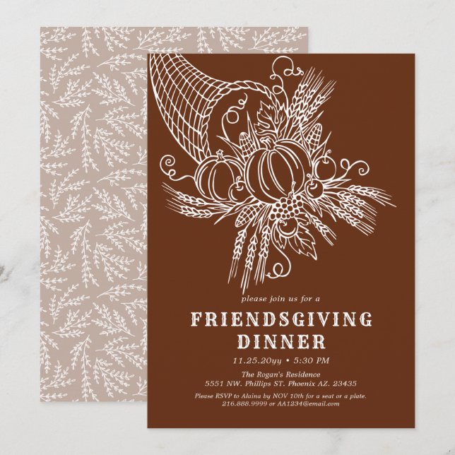 Friendly Harvest Friendsgiving Party Thanksgiving Invitation (Front/Back)