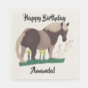 Friendly Horse Painting Happy Birthday Napkins
