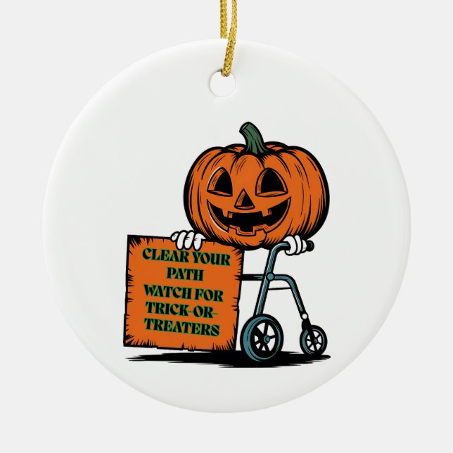 Friendly Jack-o'-Lantern Safety Ceramic Tree Decoration (Front)