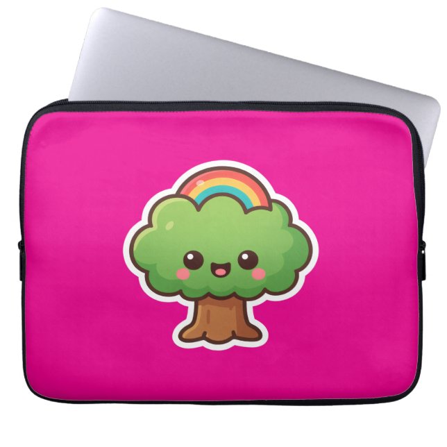 Friendly Kawaii Tree Laptop Sleeve (Front)