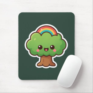 Friendly Kawaii Tree Mouse Mat