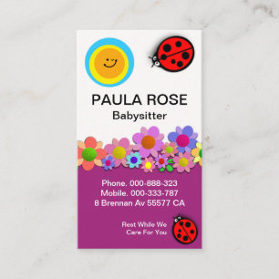 Friendly Ladybugs On Flowers Sitter Business Card