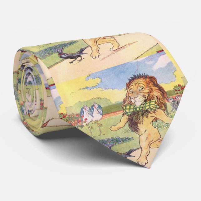 Friendly Lion Print Necktie (Rolled)