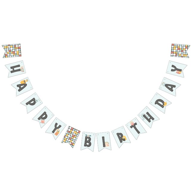 Friendly Little Monster Happy Birthday Banner (All)