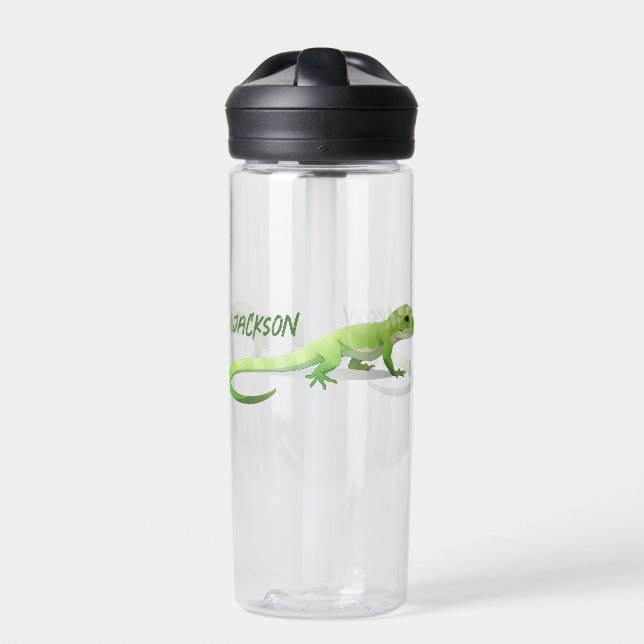 Friendly Lizard With Your Name Water Bottle (Front)