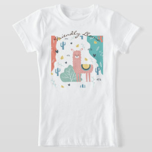 Friendly Llama in a Landscape Girls T-Shirt