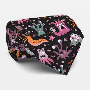 Friendly monsters from black outer space tie