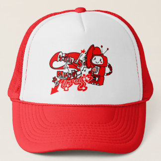 Friendly music robot trucker hat