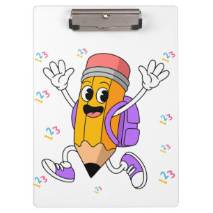 Friendly Pencil Back to School Design. Clipboard