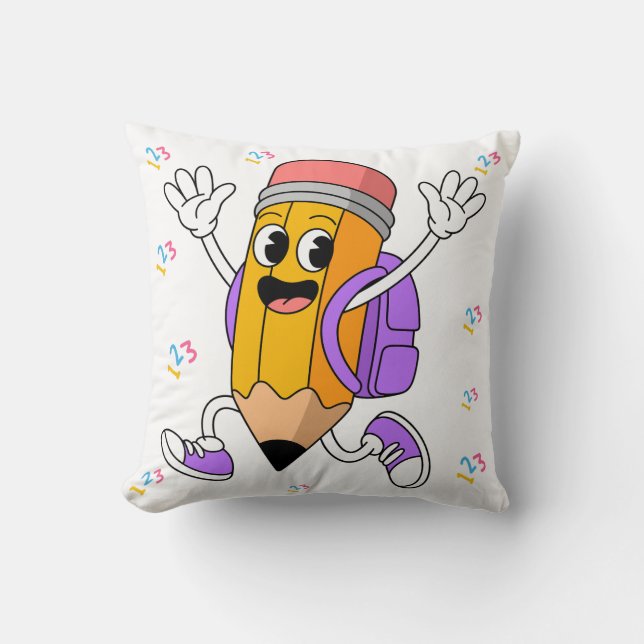Friendly Pencil Back to School Design.  Cushion (Front)