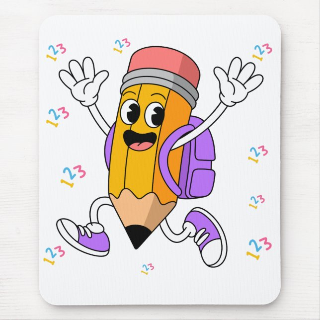 Friendly Pencil Back to School Design.  Mouse Mat (Front)