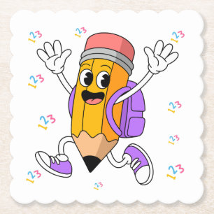 Friendly Pencil Back to School Design. Paper Coaster