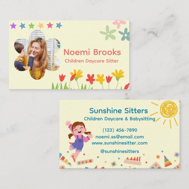Friendly Playful Bright Pastel Cheerful Colourful Business Card (Front/Back)