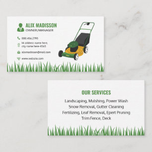 Friendly & Professional Lawn Care customisable Business Card