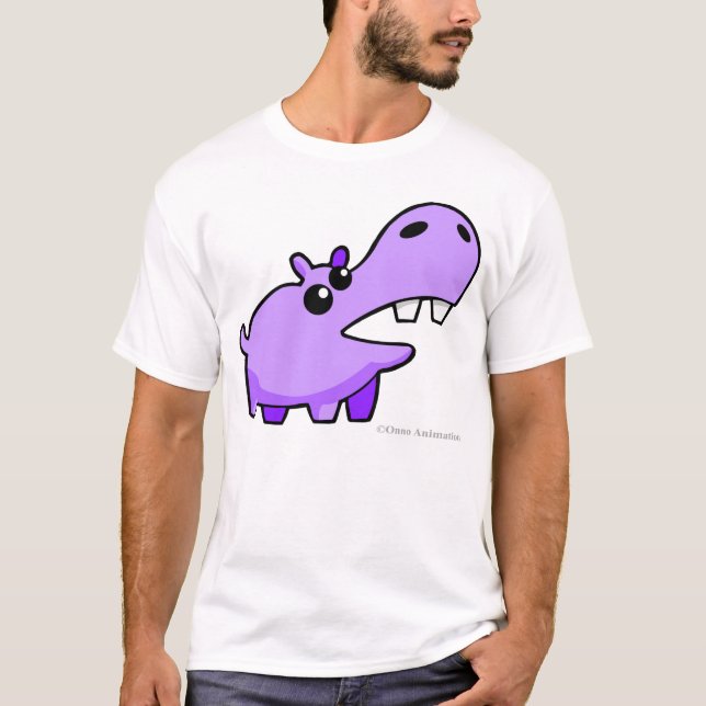 Friendly Purple Cartoon Happy Hippo Tshirts (Front)