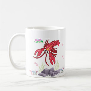 Friendly red lobster big eyes and yellow strip Cof Coffee Mug