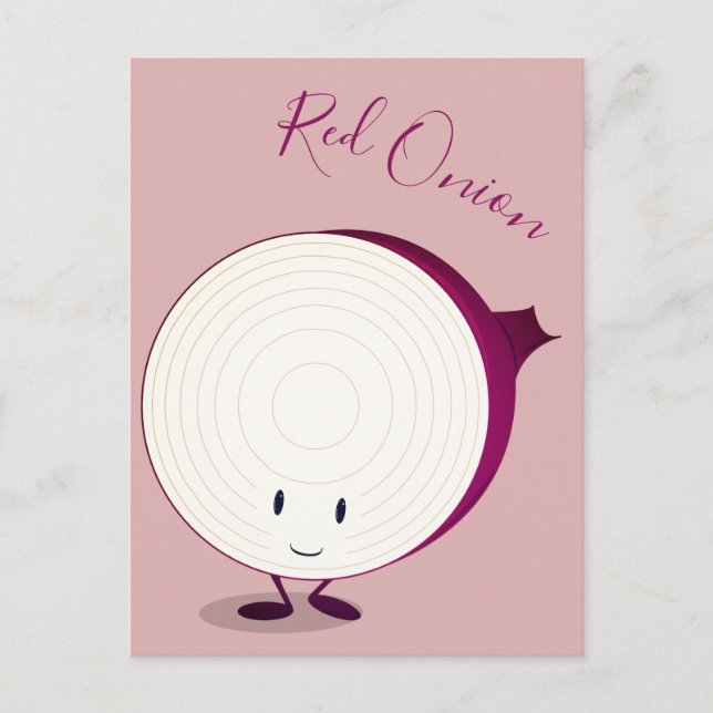Friendly Red Onion Cartoon Character | Postcard (Front)