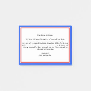 "Friendly Reminder" for postal carriers Post-it Notes