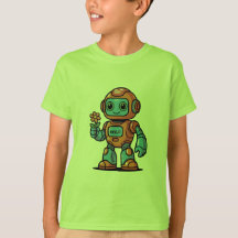 Friendly Robot Cartoon Kids' T-Shirt